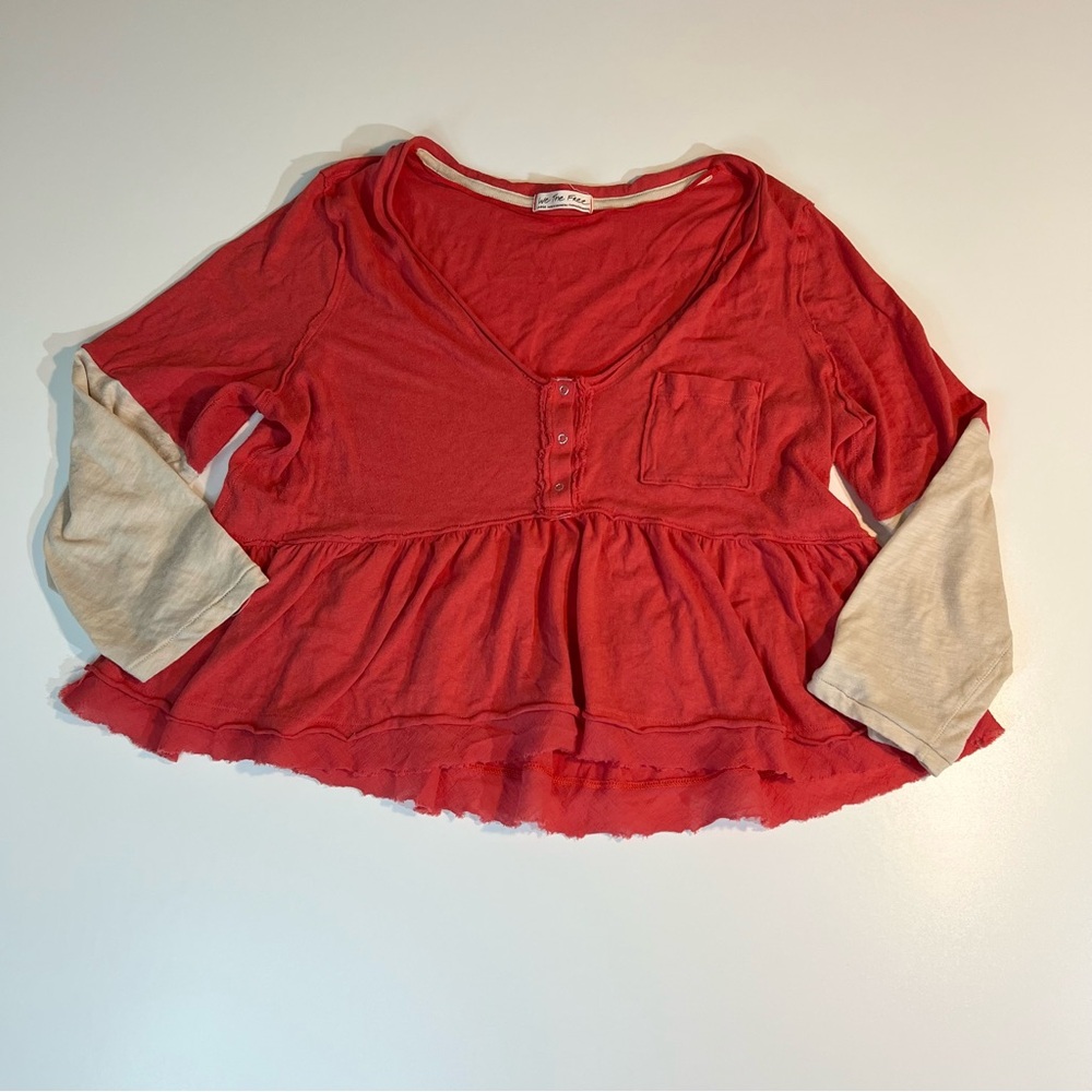 Free People WE THE FREE Heart of Mine Peplum Babydoll Boho Coastal Crop Top Lg